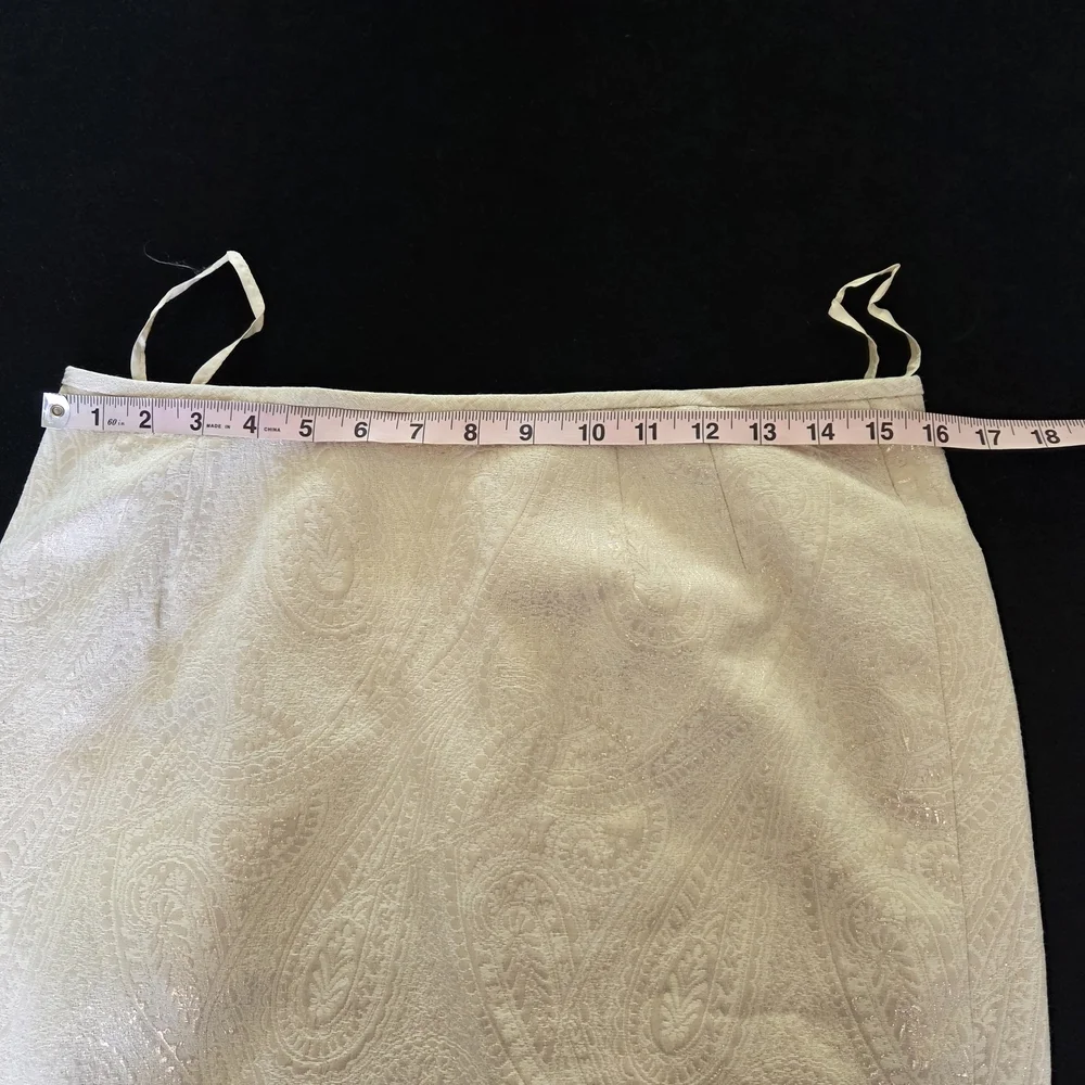 Le Suit Ivory Neutral Paisley Pencil Skirt Size 12